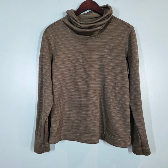 The North Face Tops - The North Face Women L Funnel Neck Fleece Pullover Olive Brown Space Dye Heather